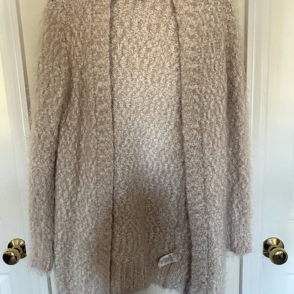 Symple NYC Long Open Cardigan Fuzzy Cozy Size S Coquette Cottagecore